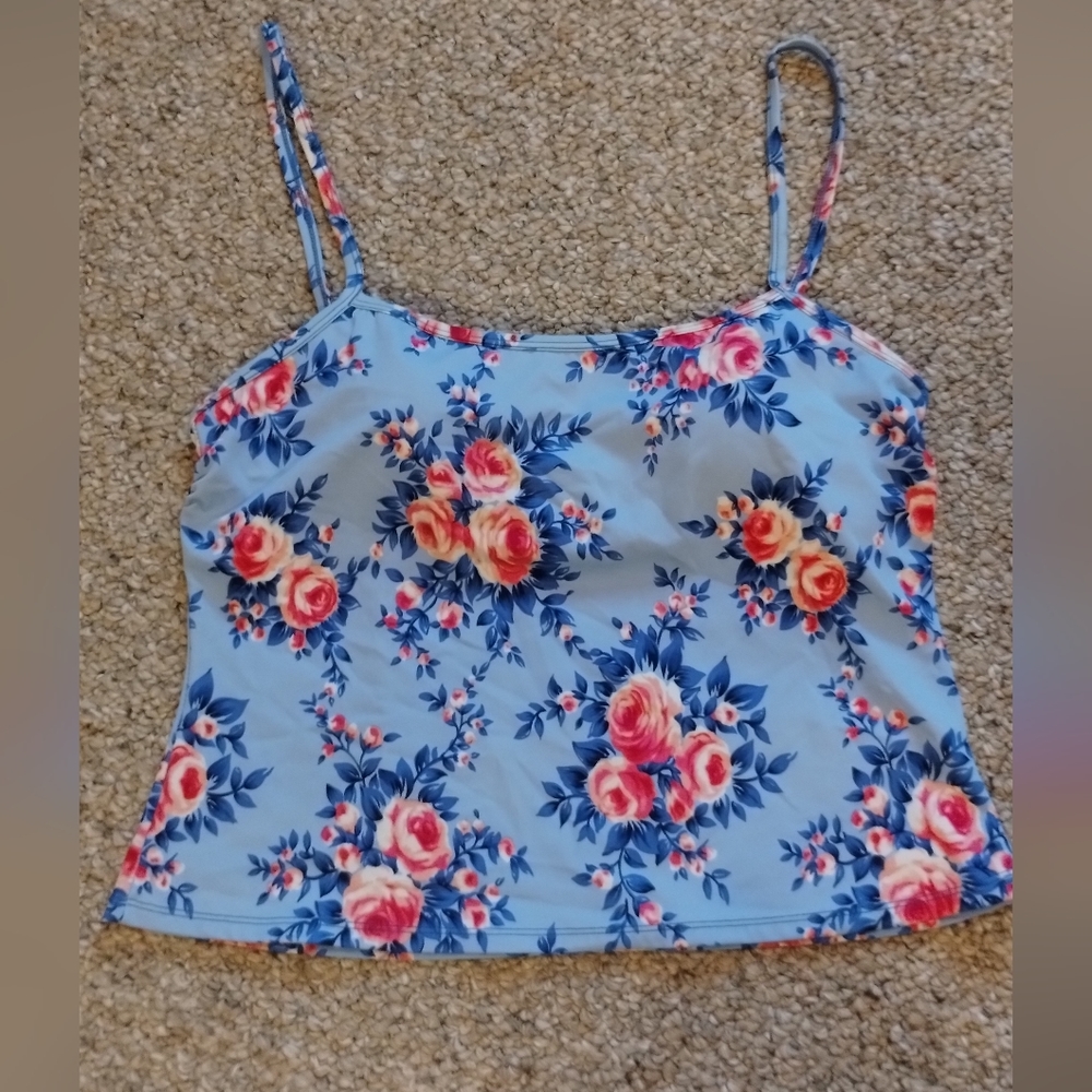 Floral Patted Tankini Top with adjustable straps